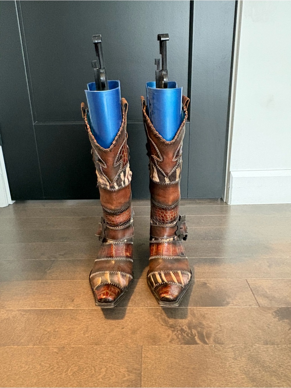 Gianni Bini Brown Distressed Western Boot Decor